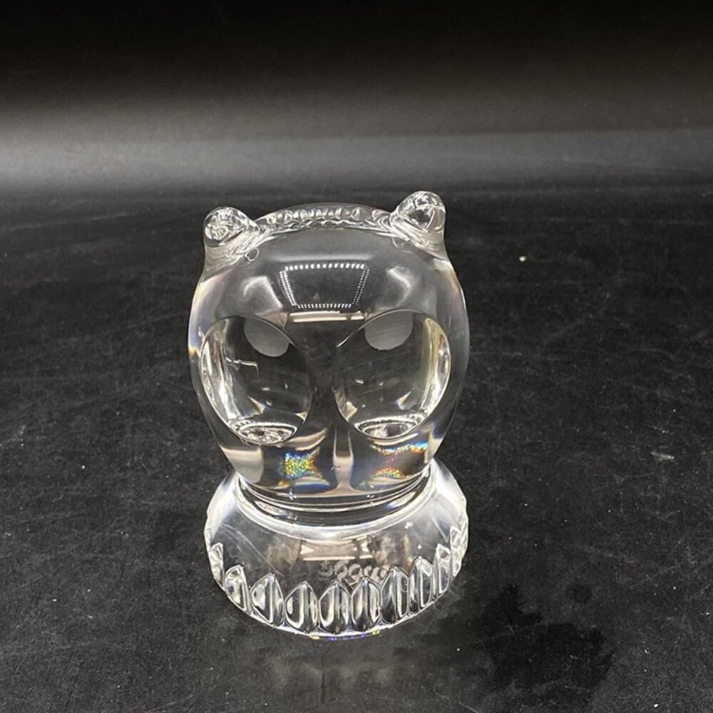 Spode Crystal Clear Owl Figurine Signed Gold Sticker West Germany Vintage